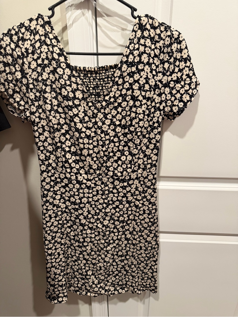Old Navy Black Dress with Cream Floral Print